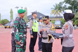 Fokus Edukasi dan Cegah Lakalantas Polres Rohil Gelar Apel Ops LK 2026